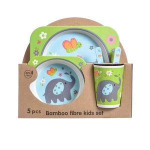 In Stock 5pcs Cartoon Pattern Children Bamboo Fiber Dinnerware <strong>Plate</strong> Bowl Cup <strong>square</strong> Baby Kids Dinner <strong>Set</strong> - Product Image 4