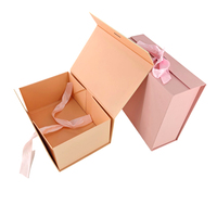 Grandes boîtes cadeaux rigides en carton rose de luxe, pliables, écologiques, avec logo en relief, fermeture magnétique, petit couvercle