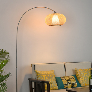 Xu Hướng Mới Handmade Tre Mây Chụp Đèn Có Thể Điều Chỉnh Arched Sáng Tạo Hình Dạng Cá Đứng Ánh Sáng Đèn Sàn Hồ Quang - Product Image 3