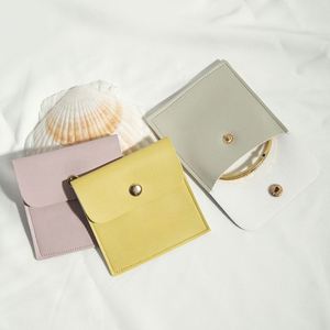 Pochette élégante en cuir pour bijoux, avec bouton en PU, pour bagues, emballage cadeau de mariage, couleur et taille personnalisables, style tendance, été - Product Image 5