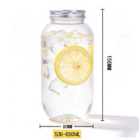 Lata de Bebida de Plástico para Café, Tapa de Rosca de Aluminio, Logotipo Personalizado, Transparente, 650 ml, Ligera