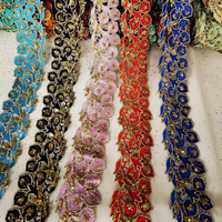 Beaucoup de couleurs 100% polyester soluble dans l'eau tissu de dentelle brodé quotidien style africain avec broderie de strass pour vêtements