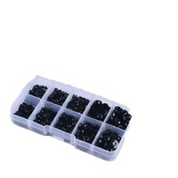 Perles semi-circulaires noires à dos plat en résine plastique pour yeux d'animaux, fabrication de poupées, nez, kit de fournitures d'artisanat DIY, crochet