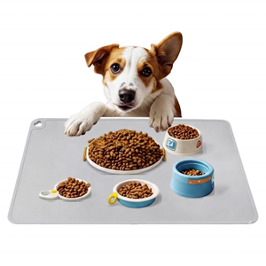 Tapis d'alimentation pour chien en silicone écologique - Imperméable et de qualité alimentaire, forme rectangulaire, imprimé animal, grande taille, accessoires pour animaux de compagnie - Product Image 1