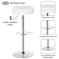 Tabouret de bar pivotant moderne, hauteur réglable, base chromée, structure métallique, cuir PU noir, usage commercial, mobilier de bar à domicile GUANFU