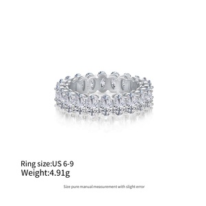 Anillo de Eternidad de Plata de Ley 925 con Rodio, Tendencia de Verano, Anillo Apilable con Circonita Cúbica Ovalada, Anillo de Amor para Mujer, para Fiesta - Product Image 3