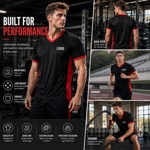 Camiseta Deportiva Personalizada para Hombre, Uniforme Deportivo de Secado Rápido, Camiseta de Entrenamiento, Fabricante de Ropa Deportiva con Etiqueta Privada OEM ODM - Product Image 2
