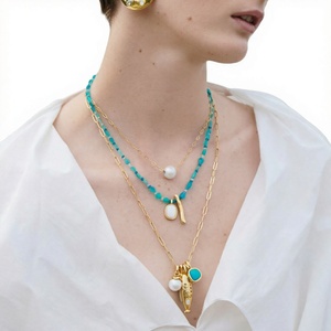Collier pendentif poisson bohème, collier ras du cou en perles turquoise, chaîne à maillons en acier inoxydable pour femme, cadeau - Product Image 4