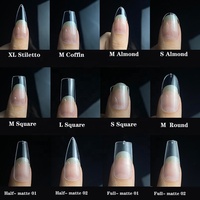 Tips de Gel para Uñas de Marca Privada, Uñas Postizas XL Cuadradas, Ataúd y Almendra, Puntas de Gel X para Presionar, Cubierta Completa Transparente, Puntas de Uñas de Gel Suave