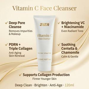 Nettoyant Visage Liquide à la Vitamine C 120ml Éclaircissant Blanchissant Nettoyant les Pores Anti-Âge Collagène Niacinamide ZLZR pour Tous Types de Peau - Product Image 6