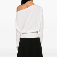 Pull-over en maille élégant et minimaliste en mélange de laine, col licou, manches chauve-souris, personnalisé pour femme - Collection Printemps