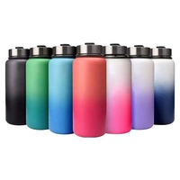Bouteille d'eau sport isotherme à double paroi en acier inoxydable 1L, anti-fuite, sans BPA, pour la gym et l'extérieur, avec paille et couvercle