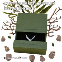 Boîte cadeau en papier recyclable Olive à deux compartiments avec plateau coulissant, impression personnalisée pour bijoux et vente en gros