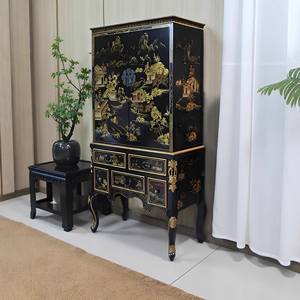 Gabinete de madera maciza Retro clásico chino laca pintada a mano para comedor estante de vino decorativo Vintage para muebles para el hogar - Product Image 2