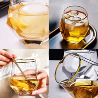 Lot de 100 verres à vin sans pied en plastique incassable, forme diamant, recyclables et sans BPA, transparents avec bord doré, pour les fêtes