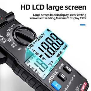 Medidor de abrazadera con interruptor C/F, dispositivo de medición de temperatura con pantalla grande HD de 25mm, capacitancia de resistencia AC DC, NCV, rango automático - Product Image 4