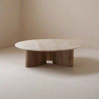 Table basse en bois massif style pierre, table à thé circulaire antique, petite table de salon, design pour balcon de maison