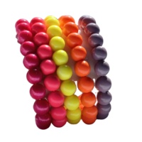 Style tendance américain 10mm Rose vif Couleur bonbon 18mm Bracelets extensibles en perles de verre Motif unisexe en forme de visage Cadeau pour femme