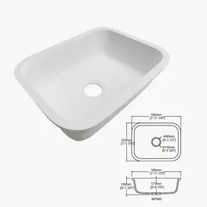 Manufacturers Single Rectangular Shape Solid Surface Under Counter Hand Wash Basin Undermount Bathroom Kitchen Sinks