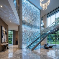 Cloison en cristal, briques de verre architecturales, carreaux muraux décoratifs pour hôtels, composant décoratif en cristal