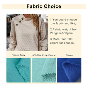 Logo ricamato personalizzato Casual in cotone <span class=keywords><strong>poliestere</strong></span> a girocollo Waffle a quadri sportivo maglione a tre bottoni oversize felpa da donna - Product Image 4