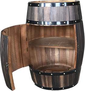 Mueble de Madera Maciza de Roble para Botellas de Vino y Whisky con Puerta con Cerradura, Barril Decorativo para <span class=keywords><strong>Bodega</strong></span>, Estante de Madera para Botellas de Vino - Product Image 1