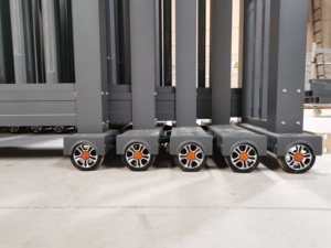 JHR Porte coulissante extérieure moderne Portails télescopiques sans rail avec bloc de nylon Matériaux en acier, aluminium <span class=keywords><strong>et</strong></span> acier inoxydable - Product Image 4