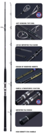 Lurekiller 2.7m 3.0m 3.3m PE Shore Jigging Rod pour eau salée 2-5 Jig 40-100G Carbon avec Fuji Parts EVA Handle pour la filature de bateau