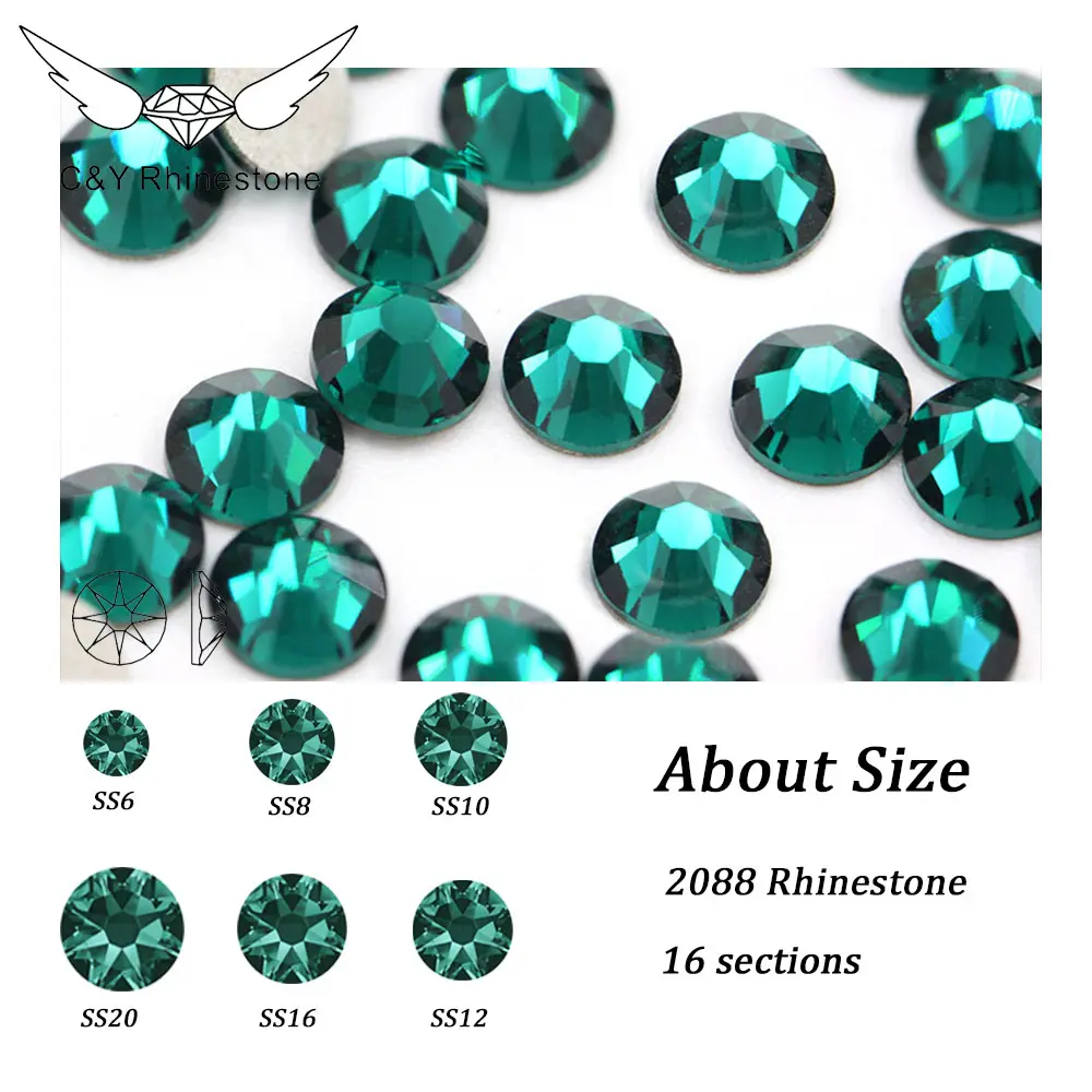 CY Non Hot Fix 16 facets Luxury Crystal Piedras De Cristal Strass Rhinestone Transparent Glass Rhinestones