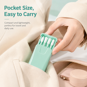 Coton-tiges réutilisables en coton pour les oreilles, ensemble <span class=keywords><strong>de</strong></span> bâtonnets multi-embouts en silicone avec support portable pour le nettoyage du maquillage, logo personnalisé OEM - Product Image 2