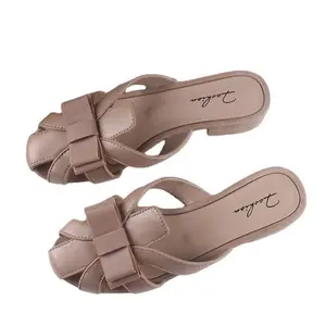 2023 Wholesale Women's Shoes New Bowknot Women's Sandals PVC Baotou Slippers Fashion Hollow Flat Shoes Slip On Half Drag
