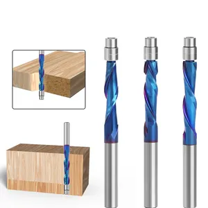 Compression Flush Trim Vollhartmetall-Spiral fräser für Holz bearbeitungs werkzeuge Schaft fräser Fräser