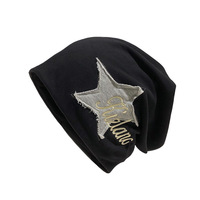 Bonnet tricoté souple personnalisé avec écusson étoile brodé, chaud et tendance pour l'hiver, unisexe, confortable pour femme, avec revers, pour temps froid, vente en gros