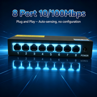 Switch de Red de 8 Puertos 10/100Mbps, Switch Ethernet de Escritorio Metálico de 1.6Gbps, Plug and Play para Hogar, Oficina y Cámara IP