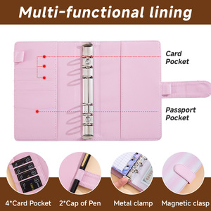 Agenda A6 con buste con cerniera, organizer per denaro in pelle PU, agenda con buste per contanti <span class=keywords><strong>a</strong></span> <span class=keywords><strong>righe</strong></span> sfumate - Product Image 4