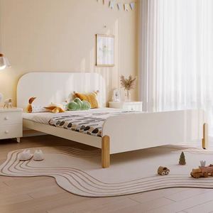 간단한 애쉬 우드 어린이 화이트 왁스 우드 소년과 소녀 작은 침대 간단한 작은 아파트 가정용 싱글 침대 - Product Image 2