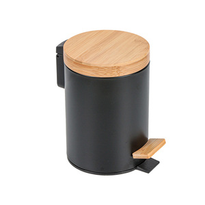 Tempat Sampah <span class=keywords><strong>Pedal</strong></span> Kaki Tutup Bambu Grosir untuk Dapur, Kamar Mandi & Kamar Tidur - Product Image 1