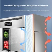 Congelador Comercial de Acero Inoxidable de 4 Puertas, Enfriamiento por Aire, Descongelación Automática, Pantalla Digital de Temperatura, para Restaurantes y Servicios de Catering