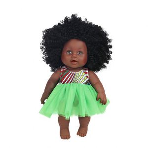 Fabricant chinois, vente en gros, poupée noire en plastique souple, cheveux bouclés, modèle éducatif pour filles africaines, jouet de mode, 30 cm, pour enfants - Product Image 5