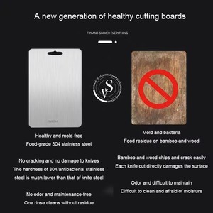 Bán buôn tùy chỉnh kích thước <span class=keywords><strong>304</strong></span> thép không gỉ chống trượt thớt để cắt thực phẩm thép không gỉ Hai mặt thớt - Product Image 2