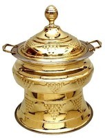 Plat de service à buffet en cuivre, argent et or poli, imprimé en typographie, avec couvercle et pot intérieur en acier inoxydable, pour banquets de mariage