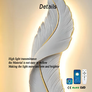Design creativo moderno piuma camera da letto comodino soggiorno sfondo lampada da parete a Led resina decorativa 90cm rotonda illuminazione nordica - Product Image 6