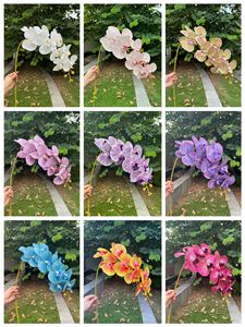 Vente en gros 50 Pcs 9 Têtes Real Touch Fleurs d'orchidées blanches Orchidées Phalaenopsis artificielles pour la décoration d'Halloween pour l'obtention du diplôme de mariage - Product Image 3