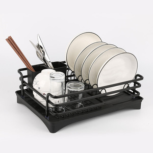 Estante para platos de aluminio multifuncional con <span class=keywords><strong>bandeja</strong></span> de goteo Tipo de pie a prueba de herrumbre Estante para secar platos y escurridor - Product Image 4