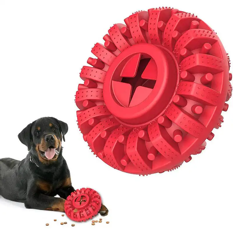 Indestructible Tyre Dog Chew Toys Treat Dispenser Teeth Cleaning Dog Chew Feeding Toys for Aggressive Chewers