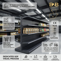 Estanterías Metálicas Resistentes de Color Negro Mate para Supermercados, Góndolas, Estantes para Tiendas de Conveniencia, Diseño CAD Integral, Certificación CE e ISO