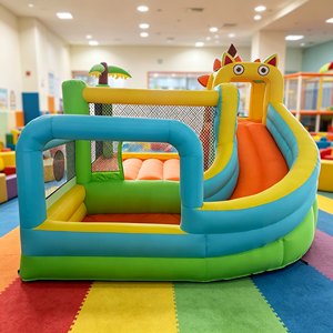 Château gonflable personnalisé en forme de dinosaure monstre avec toboggan et fosse à balles pour enfants, pour jardin résidentiel, livré uniquement avec un souffleur d'air - Product Image 5