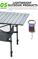 Tables pliantes d'extérieur réglables en hauteur, portables, en aluminium, pour pique-nique et camping, avec sac de transport, plusieurs tailles disponibles