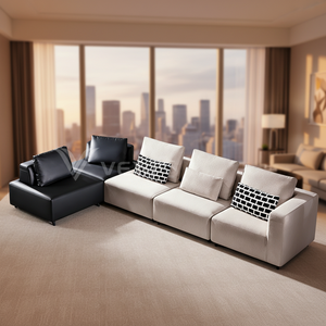 Canapé modulaire en tissu polyester détachable, rembourrage durable, fabrication de qualité, mousse haute densité, polyester - Product Image 1