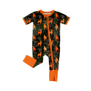 Combinaison courte à manches courtes pour bébé, enfant, garçon, imprimé cerf orange, vente en gros, modèle SR4210 - Product Image 1